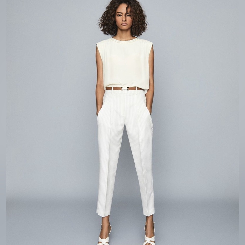 Reiss Shelby front pleat pinstripe trousers